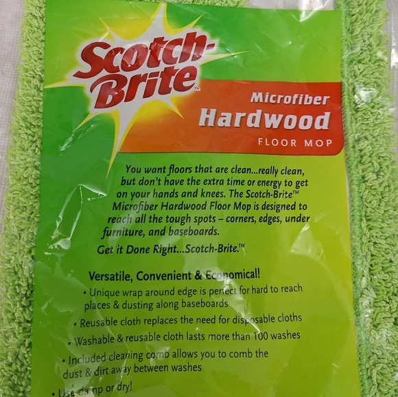1pc Scotch Brite Microfiber Hardwood Floor Mop Cover Wrap Around Edge Lime Green - Picture 9 of 13
